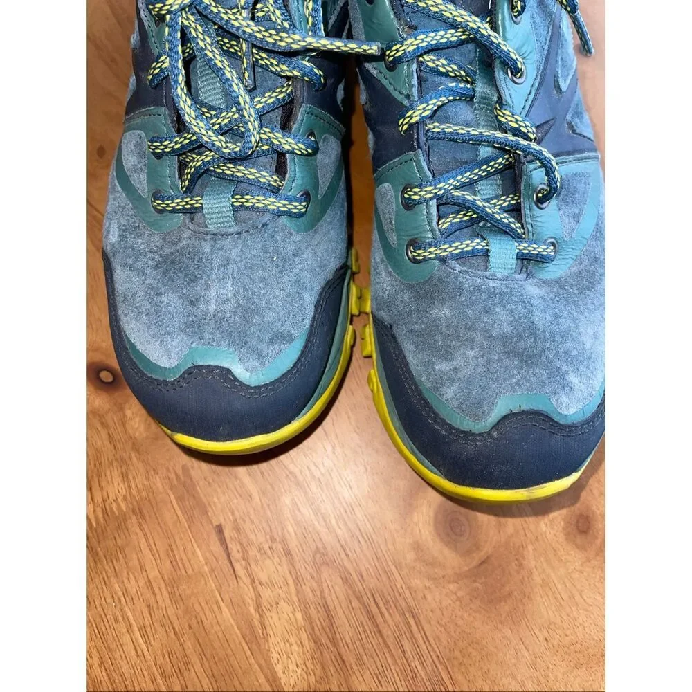 merrell hiking shoes womens 6.5 green vibram soles select dry unifly‎